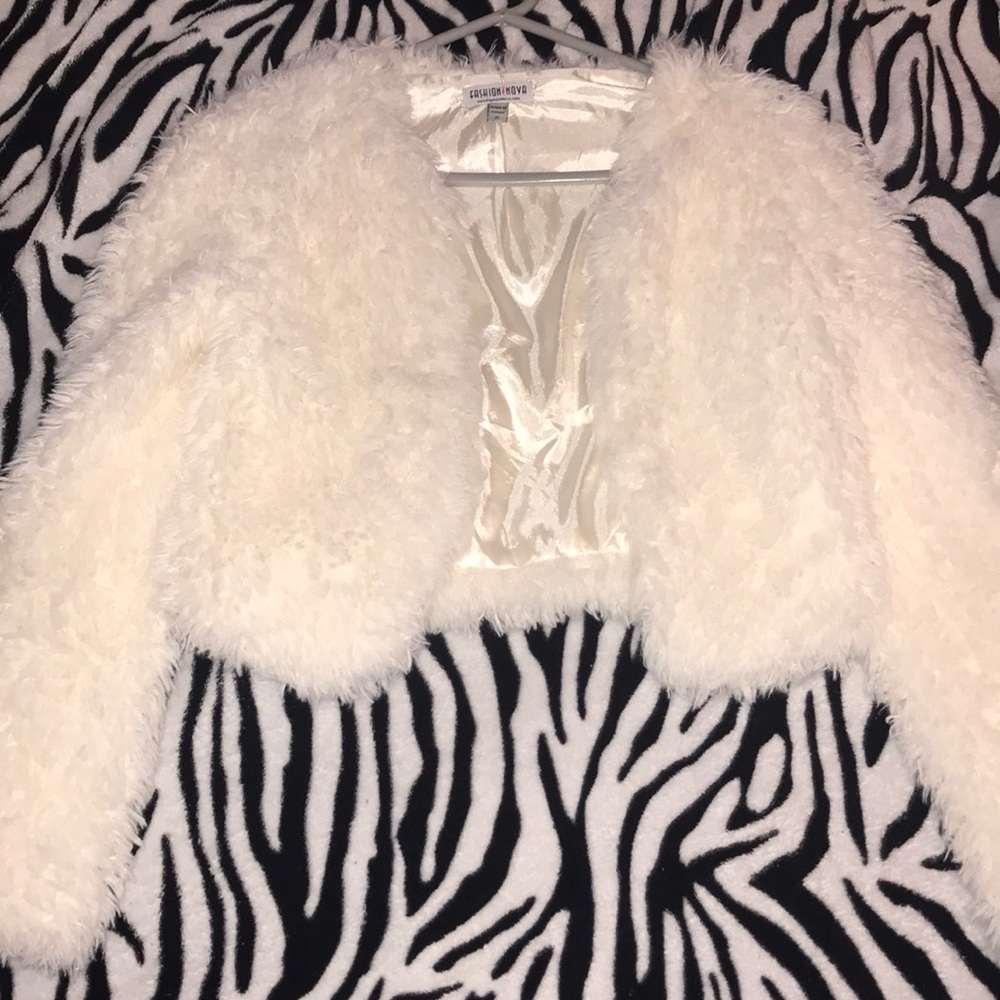 Ivory Cropped Fur Jacket